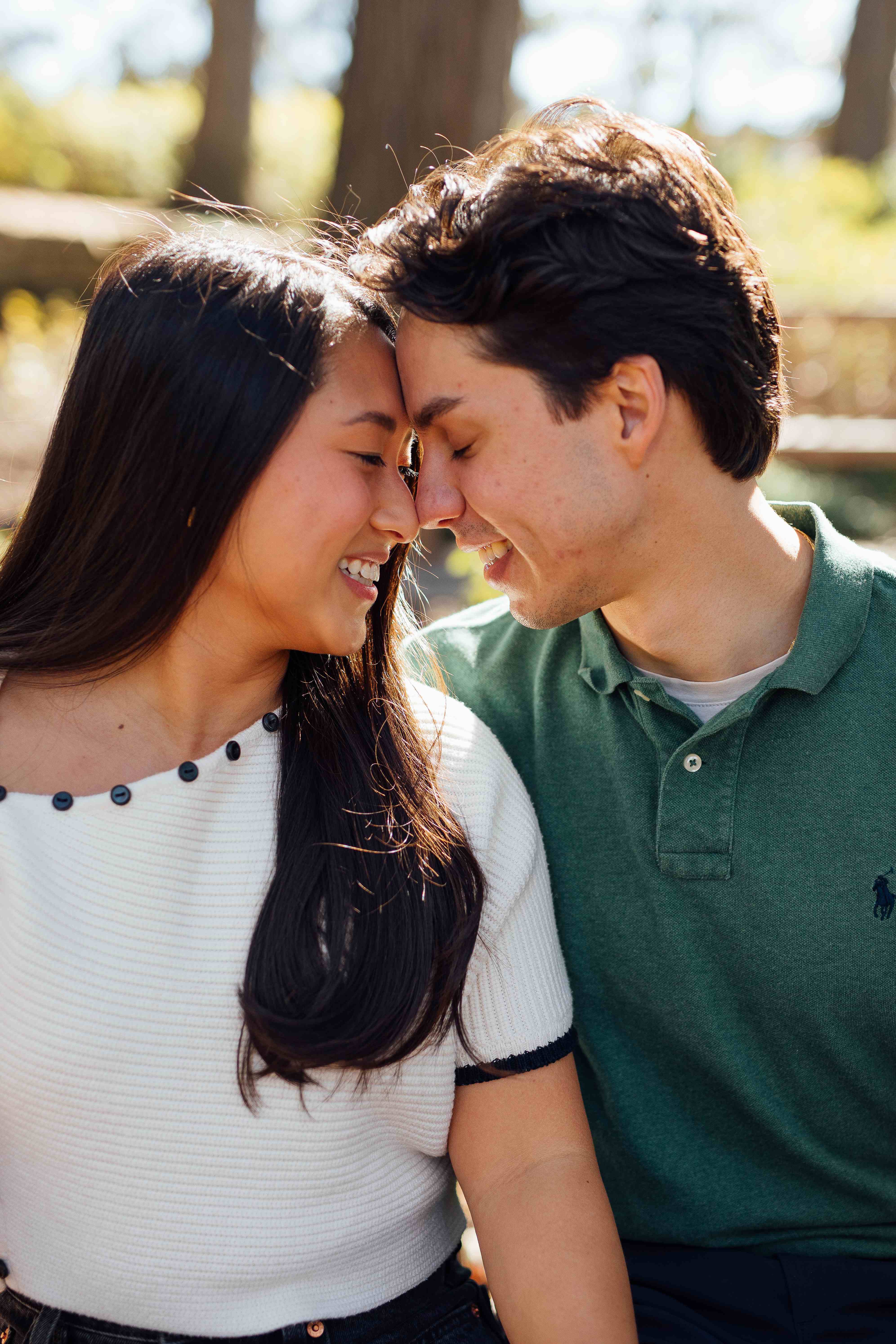 Emily and Matthew with foreheads touching